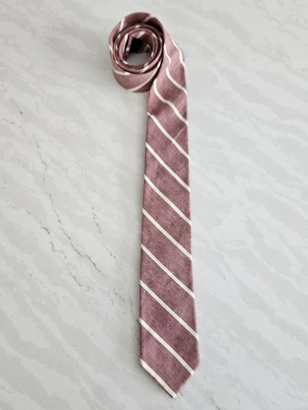 J. Crew Red Tie with White Diagonal Stripes